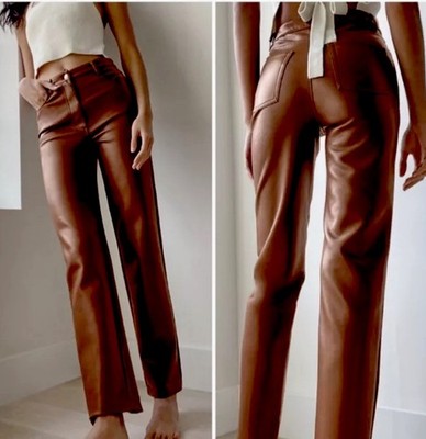 Wilfred Melina Brown Faux Leather Pants Sz~0~ Stylish~NWT