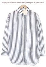 Scotch  Soda Ams Couture Men's Shirt M White Striped Long Fit Cotton