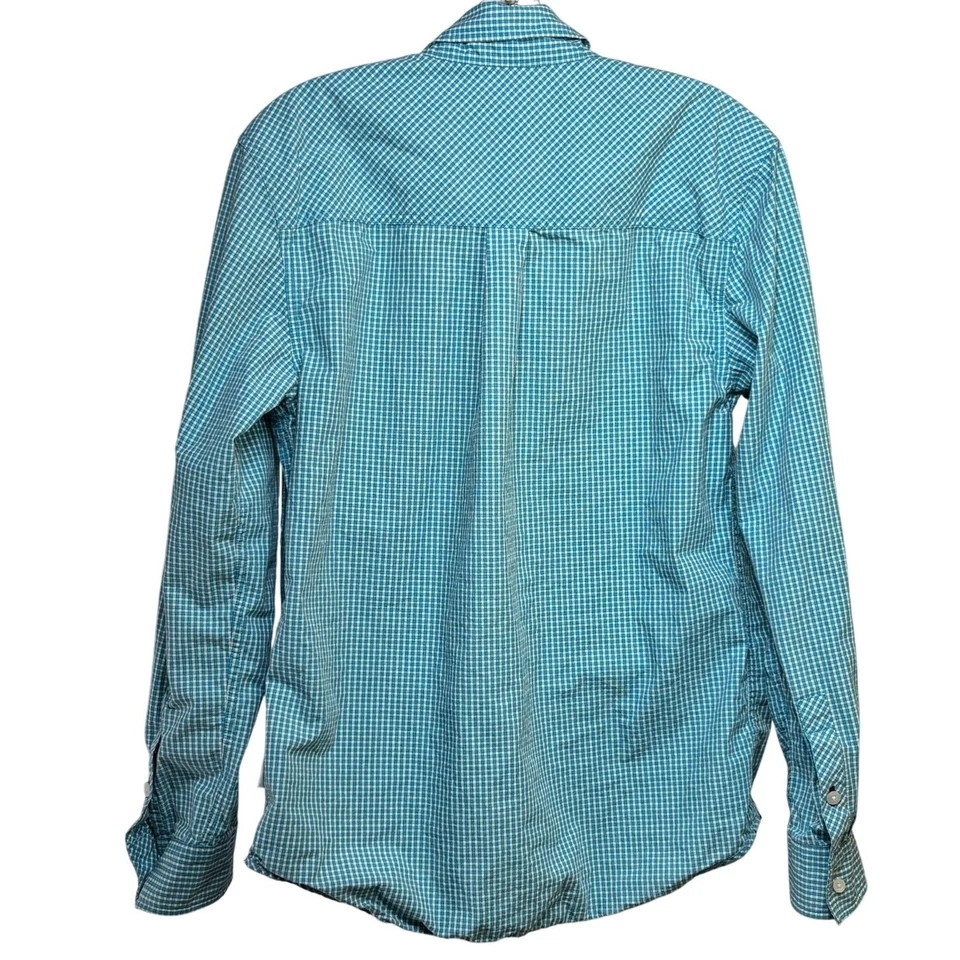 Kirra Women's Medium Button Front Plaid Western Shirt Aqua Blue White Cotton L/S - Image 2 of 4