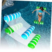 Inflatable Pool Floats Adult Size Water Hammock,Pool Rafts Lounge Blue Green