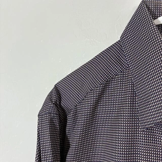 Camisa Ermenegildo Zegna Para Hombres Mediana Azul Marrón Pata de Gallo Botón Delantero Vestido Foto 2 de 4