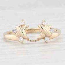 0.18cts Natural Diamond Guard Enhancer Band Wedding Ring 14k Yellow Gold Plated