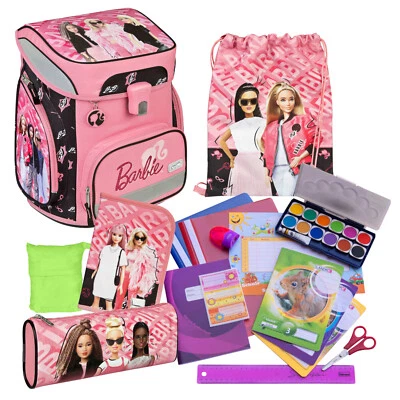 Scooli Schulranzen BARBIE 18 Teile-Set mit gefüllter Federmappe, Regenschutz uvm