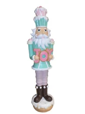 Christmas Pastel Green Pink JOY Cupcake 16" NUTCRACKER Resin Sprinkles Decor NEW
