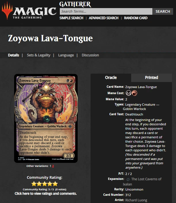 MTG Magic the Gathering Lost Caverns of Ixalan Zoyowa Lava Tongue CGC 10 POP 1 - Image 4 of 4