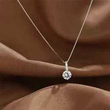 london2gifts Classy Diamond Zircon Silver Necklace with Pendant and Chain