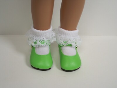 Lime Green Basic Doll Shoes For 16''- 17'' Sasha & 18'' Magic Attic (Debs)