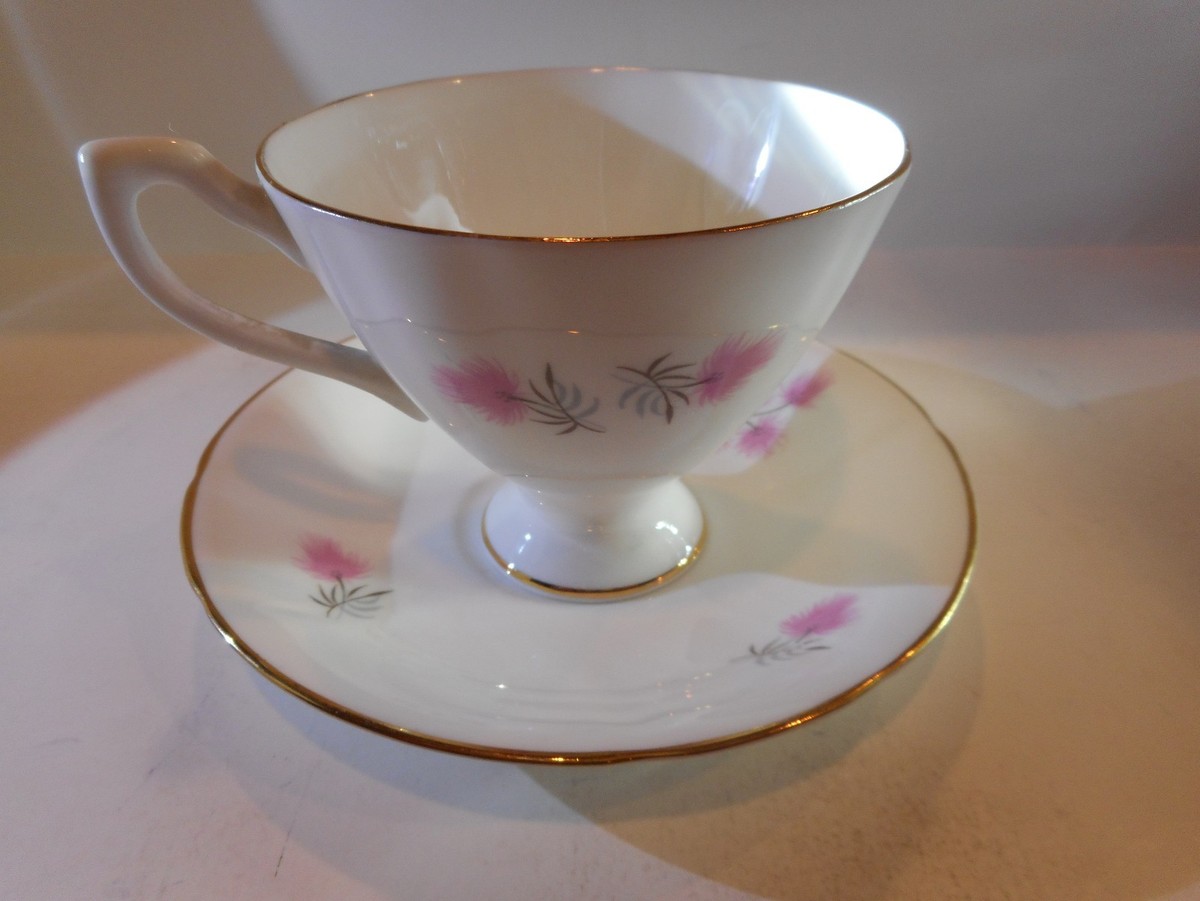 MADE IN ENGLAND CUP SAUCER SET BONE CHINA W/CROWN MARK #200