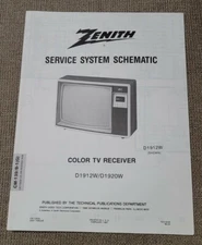Zenith Service System Schematic Color TV Receiver D1912W/D1920W