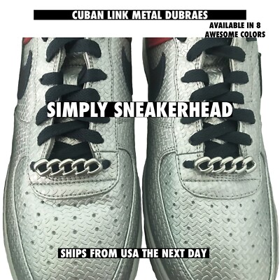 CUBAN LINK METAL DUBRAES CHAIN LOCKS LACE TAGS FOR ALL SHOES SNEAKER  JEWELRY
