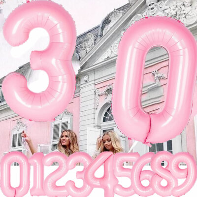 FOLIENBALLONS ZAHLEN ROSA - Geburtstag Party Pink Deko Luftballons Helium Ballon