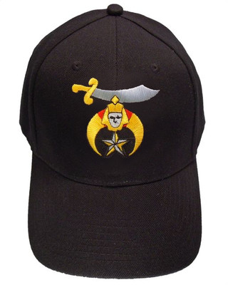 Shriner's Masonic Baseball Cap - Black Hat with Shriners Freemason Symbol