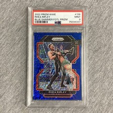 2022 Panini Prizm WWE #136 Rhea Ripley Blue Shimmer FOTL PSA 9 Mint