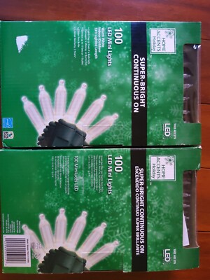 2 Two Home Accents Holiday 100 Super-Bright Warm White Mini LED green wire