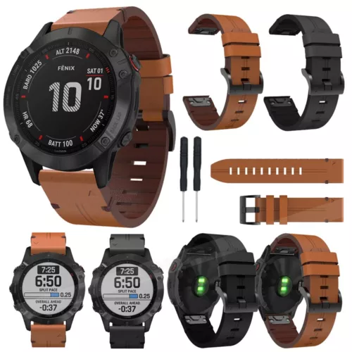 Correa de cuero Quickfit para Garmin Fenix 8 E 7 7X 7S 6 6X Pro 6S 5 5X Plus 3 bandas - Imagen 2 de 39