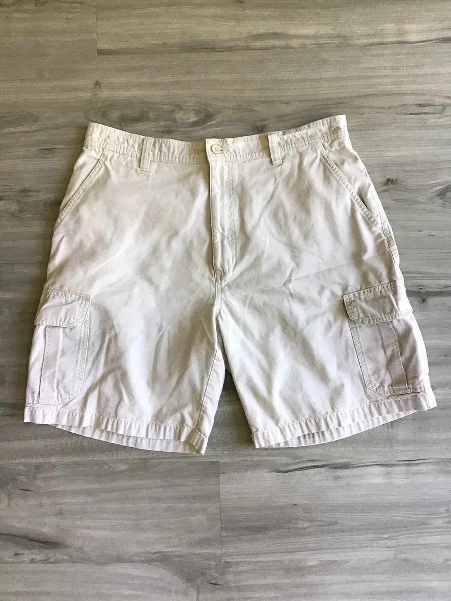 Chaps Cargo Shorts Mens Size 36 Ralph Lauren Khaki 9” Inseam Thick Cotton