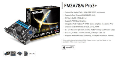 ASROCK FM2A78MPro3+ motherboard with AMD Athios X4 FM2 processor and VULCAN 8GB 