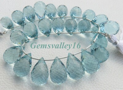 Hydro Glass Rocks UNIQUE~ Aquamarine Quartz Hydro Glass Teardrop Faceted Beads 15-18mm GV ...