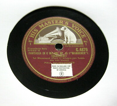 PAUL BAUMGARTNER (Piano) Fantasia In C Major ''Wanderer'' (Schubert) HMV C 4879-81