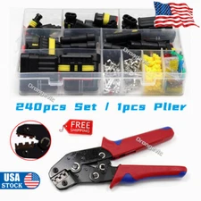 240PCS 1-6 Pin Way Car Automotvie Waterproof Electrical Wire Connectors Plug Kit