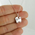 Small Maltese Dog Pendant Charm Chain Women's Necklace In 925 Sterling Silver
