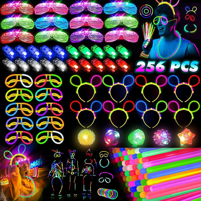 ''Glow in the Dark Party Supplies, 56 LED Toys & 100 Glow Sticks, Neon Party Pack