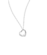 925 Sterling Silver Floating Heart Pendant Necklace 16" Love Gift Sterling