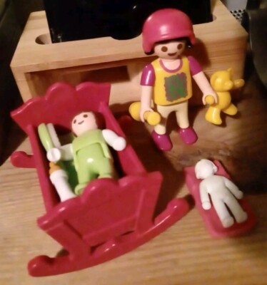 Playmobil Figuren Konvolut Set Kinder Baby Babybett Teddy Puppe Wiege  Zubehör 