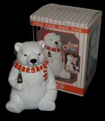 VINTAGE COCA COLA HOLIDAY BEAR COOKIE JAR (NO ORNAMENT) - 1996 - MIB