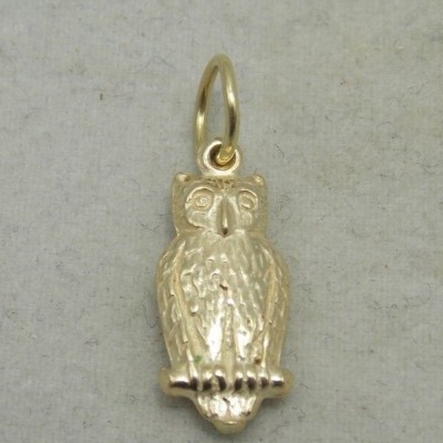  WEISER ALTER EULENANHÄNGER 9 KT GELBGOLD 3D