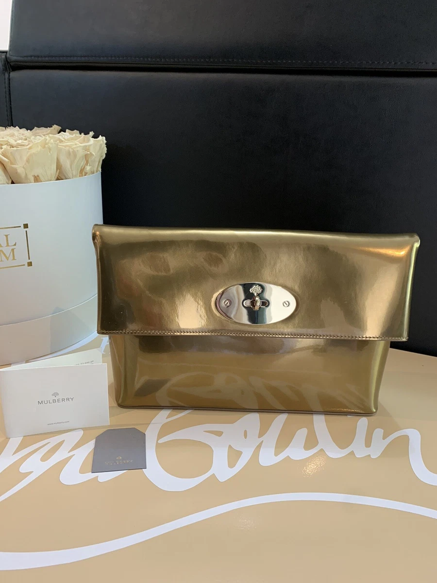 Mulberry Clemmie Gold Patent Leather Clutch Bag