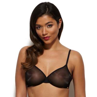 Gossard Glossies Sheer Molded Bra New Plunge Underwire Black Lingerie 6271