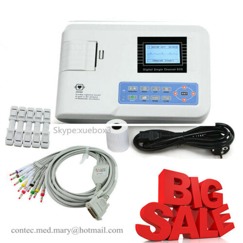 Digital single channel 12-lead ECG/EKG machine Electrocardiograph FDA - Afbeelding 1 van 12