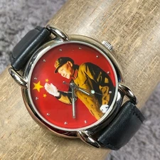 Shanghai Tang Unisex Deng Xiaoping Leather Mechanical Wind 36mm Watch 7 1/2"