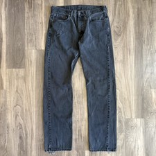 Vintage Y2K Levi  s 505 Jeans Men's Size 34x34 Straight Leg Black Denim Faded