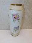 Vintage DeLuxe Inc. USA Hand Painted Milk Glass Floral Vase Artist Signed