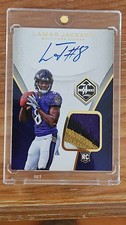 2018 Panini Limited Lamar Jackson RPA /99 Gold Rookie Patch Auto On-Card RC #130. rookie card picture
