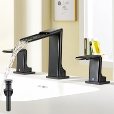 FELIXBATH Matte Black Bathroom Sink Faucet 3 Hole - 8 Inch Waterfall Vanity Fauc