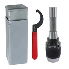 High Precision 1/32" -1/2" Drill Chuck w/ R8 Integral Shank+APU13 Wrench Keyless