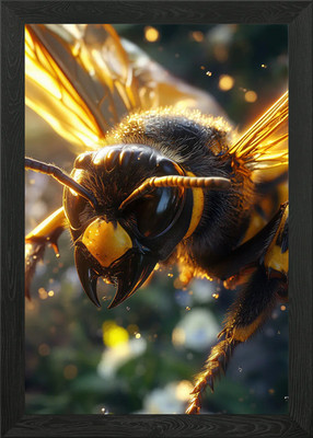 Close-up Wasp Framed Wall Art Poster Canvas Print Picture