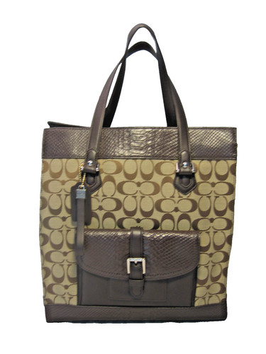 COACH Charlie Signature Python Tote Brown Shoulder Bag Purse - NWOT