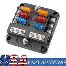 6 Way Car Boot Power Distribution Fuse Holder Box Block Panel Board 6 Way USA