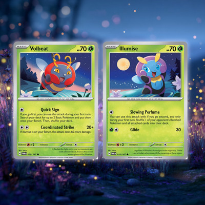   Pokémon Volbeat & Illumise Connecting Art Set   NM Matching Pair
