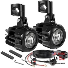 Motorcycle Auxiliary Lights LED Kit 70W Round Driving Fog Light White with