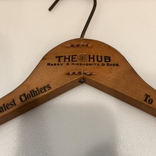 The Hub Harry Hirshowitz  Bros Clothes Hanger Brown Wood Vintage Luzerne County