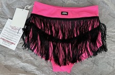 NEW Tiger Friday Shimmy Ballroom Briefs Hot Punk CL Pink Black Fringe Large NWT
