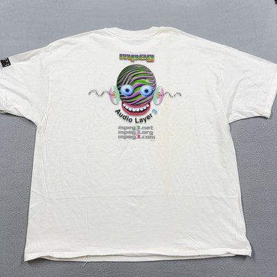 Vintage MPEG3 Audio Layer 3 Shirt Mens 3XL White DJ MP3 Graphic Internet 90s