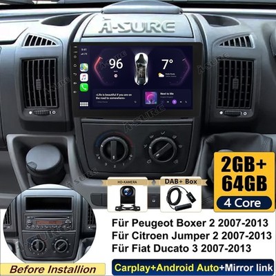 64G Android 14 Autoradio DAB+ Kam Carplay GPS Navi Für Fiat Ducato Peugeot Boxer