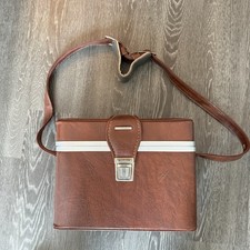 Vintage 1960s / 1970s Brown Faux Leather Camera Carrying Case Bag Pre-Owned