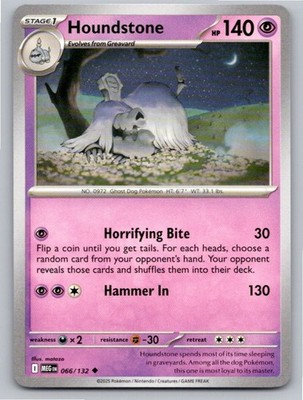 2025 POKEMON HOUNDSTONE MEGA EVOLUTION 066/132 UNCOMMON NM A13868 FREE S&H